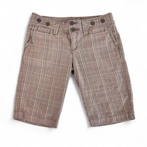 Vintage Y2K American Eagle Brown Plaid Low Rise Bermuda Shorts Size 4